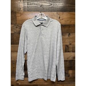 Ted Baker London Mens Gray Striped Long Sleeve Polo Shirt Size Small Retail $165